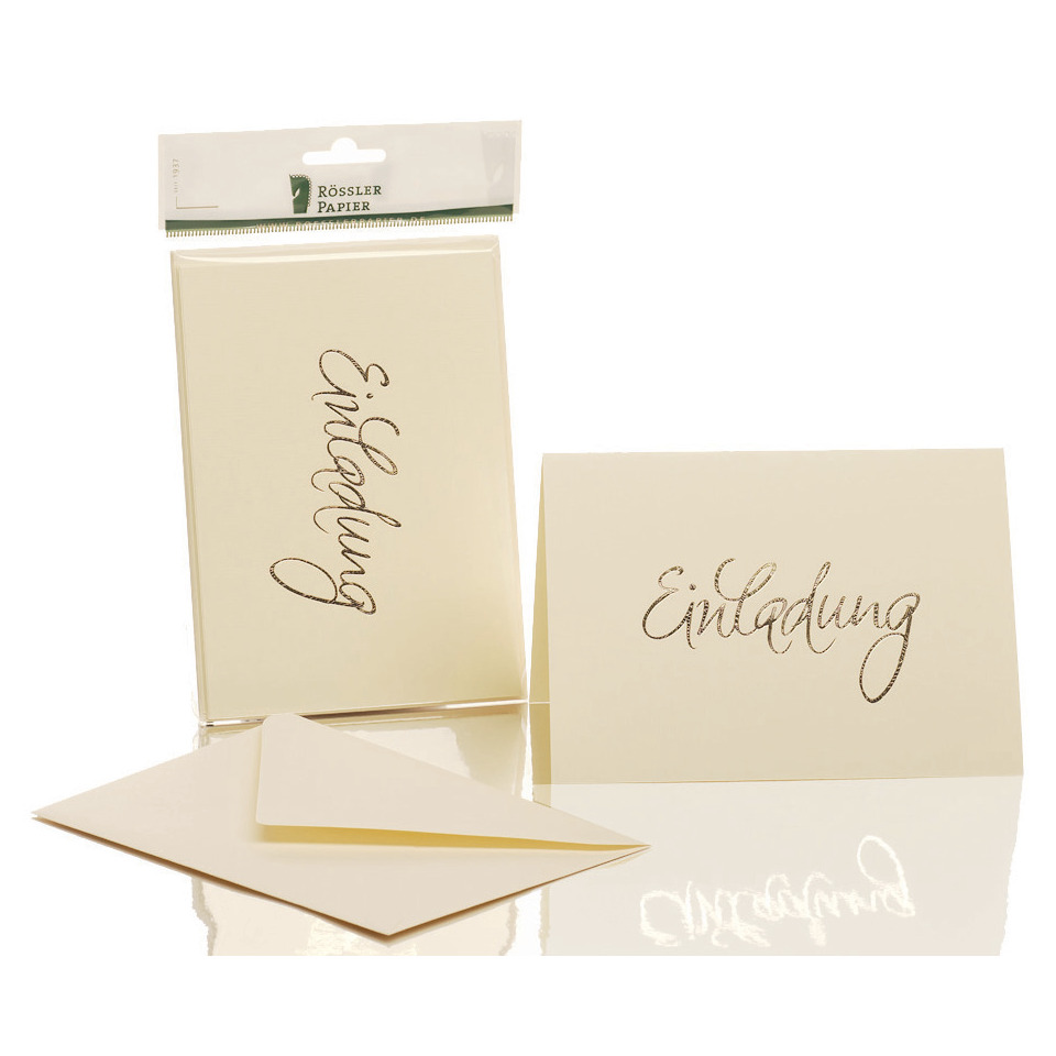 Briefkarte Einladung - B6 HD, 5 Karten/5 Umschläge, chamois