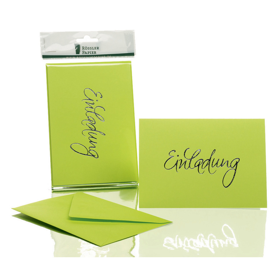 Briefkarte Einladung - B6 HD, 5 Karten/5 Umschläge, maigrün