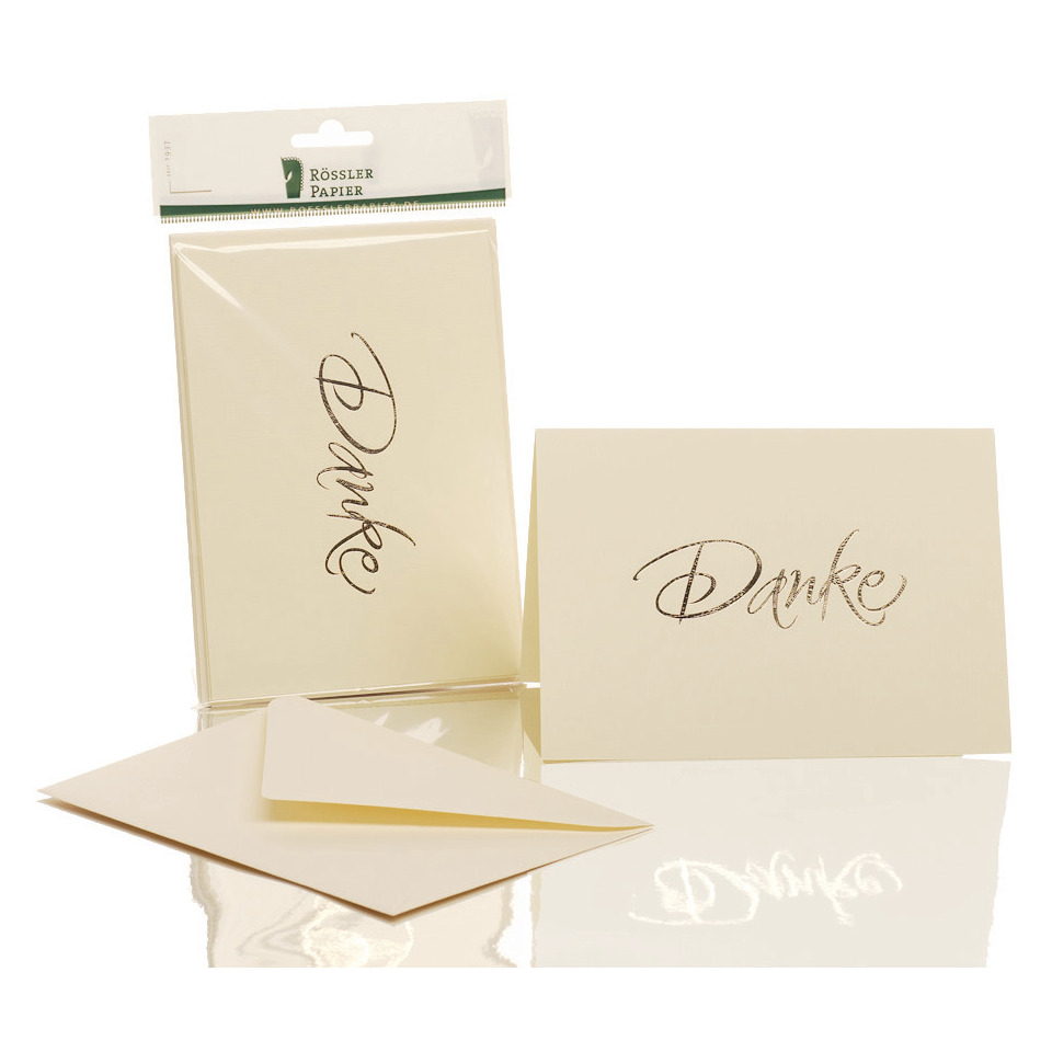 Briefkarte Danke - B6 HD, 5 Karten/5 Umschläge, chamois