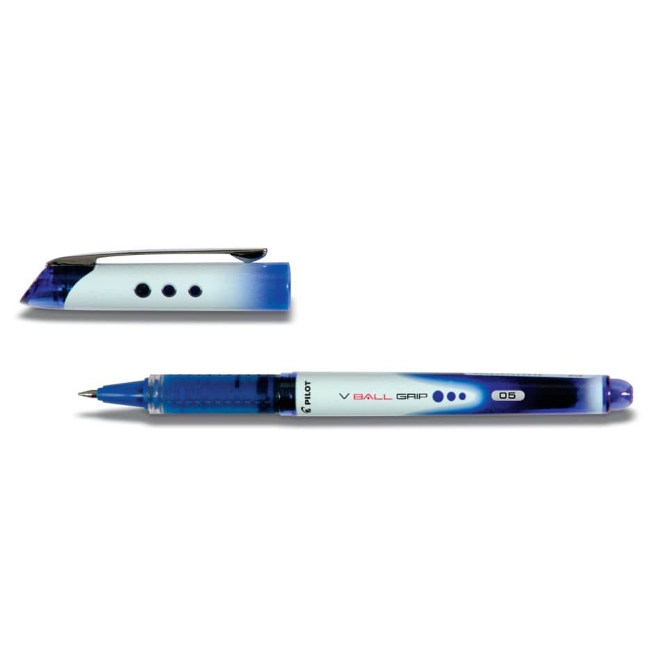 Tintenroller V-Ball Grip 05, mit Kappe, druckresistent, gummierte Griffzone, 0.5mm (F), blau