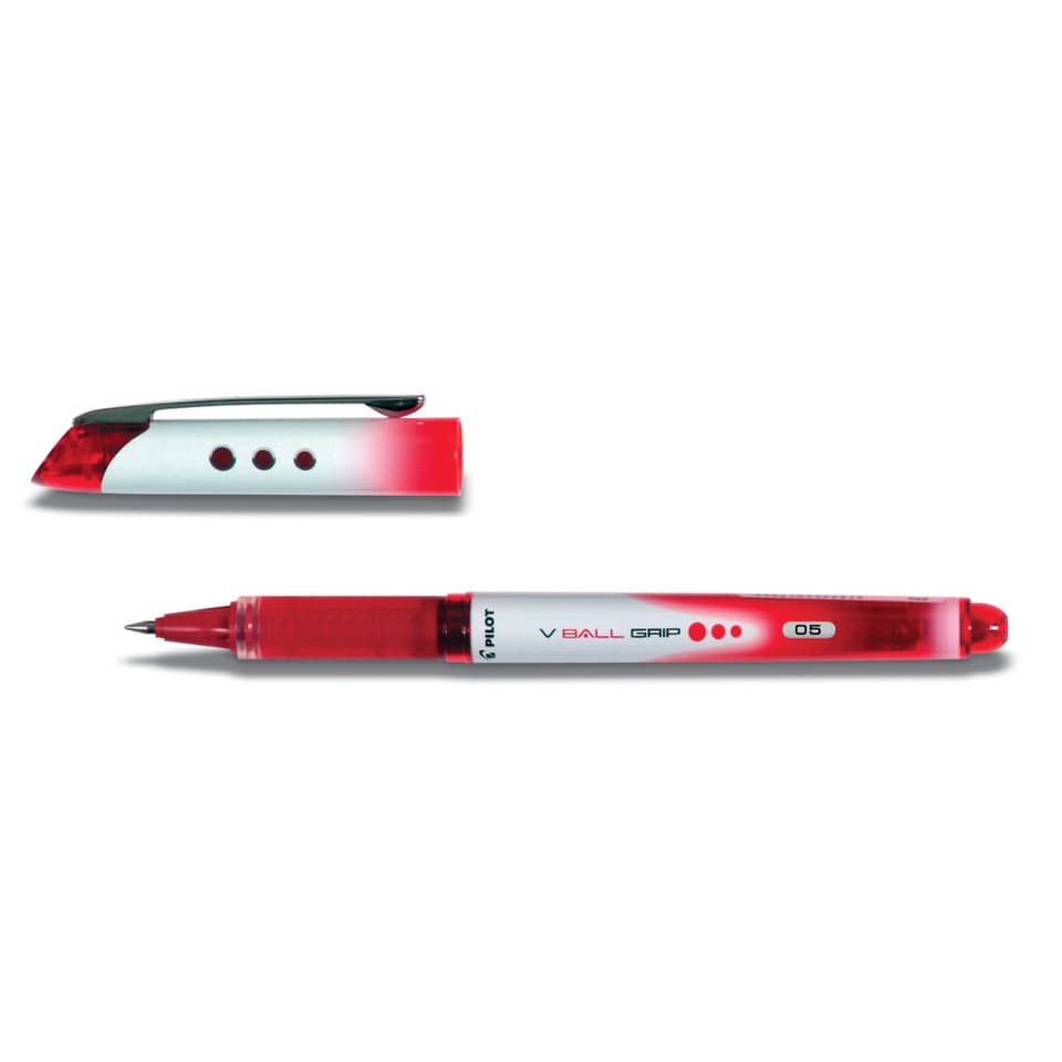 Tintenroller V-Ball Grip 05, mit Kappe, druckresistent, gummierte Griffzone, 0.5mm (F), rot