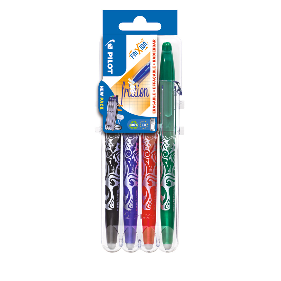 Tintenroller FriXion Ball 0.7 - 0,4 mm, 4er Pack sortiert, radierbar