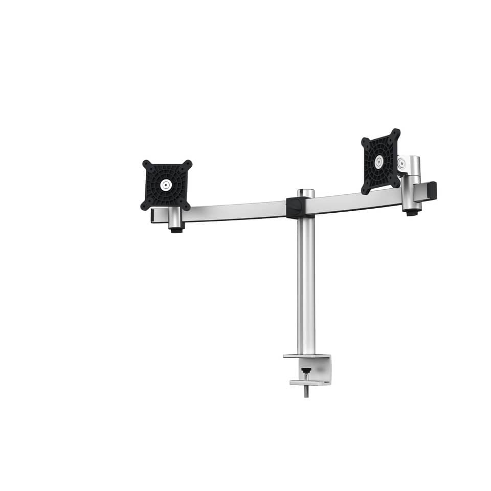 Monitorwandhalter mit Arm für 2 Monitore - silber, Tischklemme