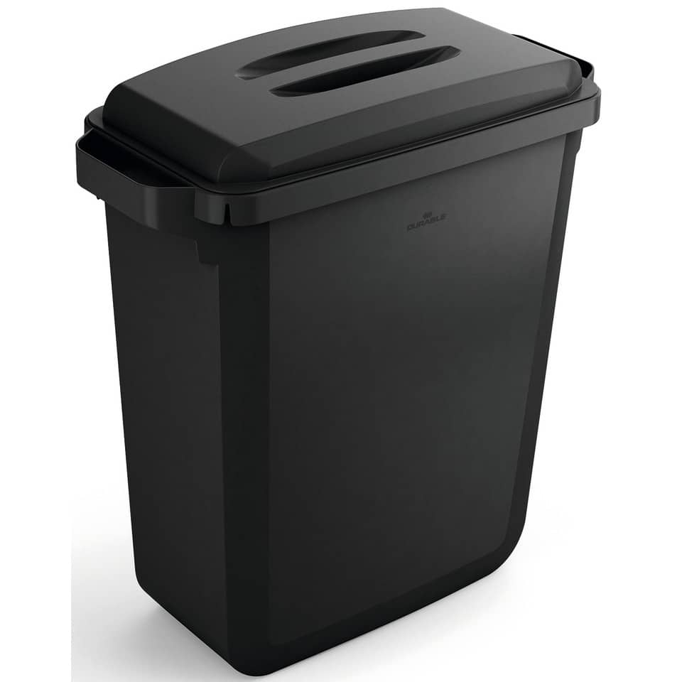 Abfallbehälter DURABIN ECO 60L + Deckel - schwarz, recycelt
