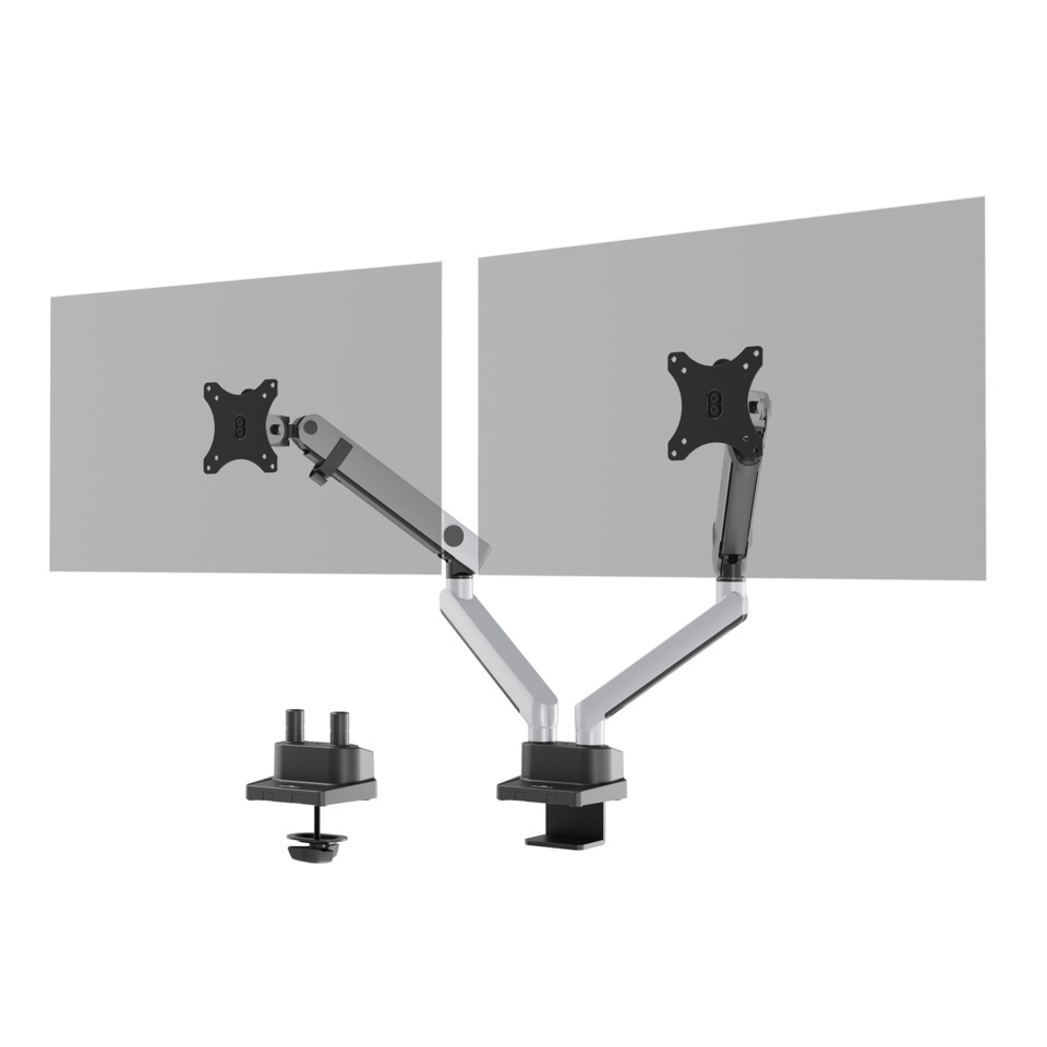 Monitor Halterung SELECT PLUS mit Arm für 2 Monitore, Tischbefestigung