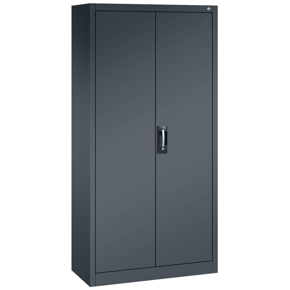 Universal-Stahl-Flügeltürenschrank mit 4 Fachböden anthrazit