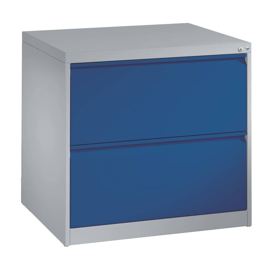 Stahl-Hängeregistraturschrank ACURADO C 2000 zweibahnig, 2 Auszüge hellgrau/blau