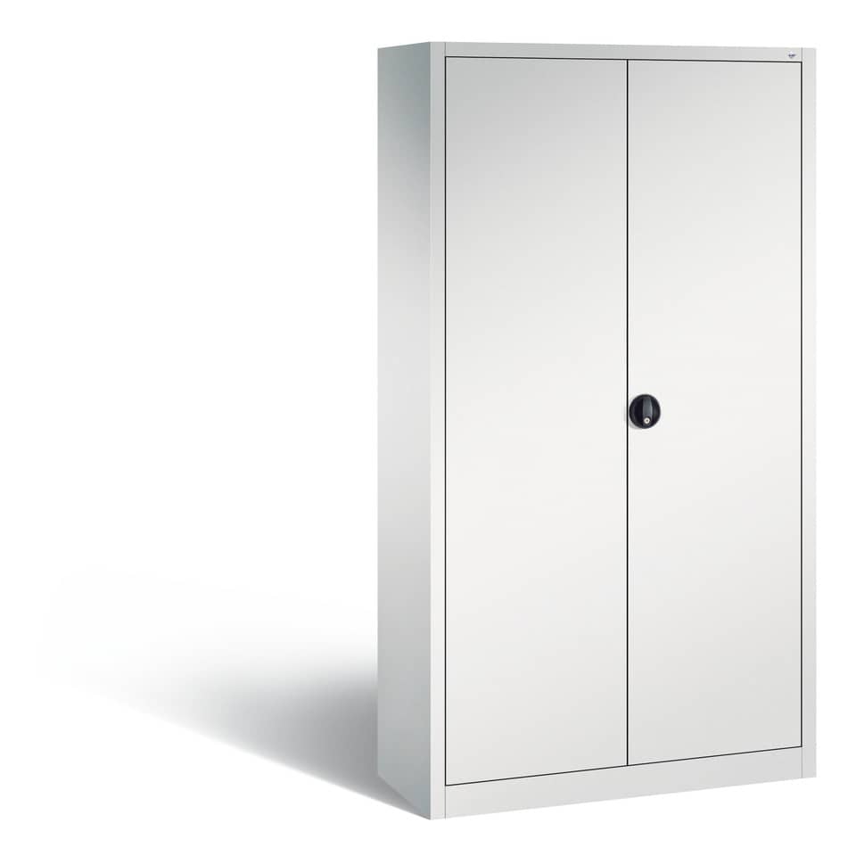 Universal-Stahl-Flügeltürenschrank mit 4 Fachböden - 100 x 198 x 42 cm, lichtgrau