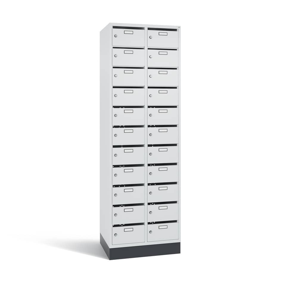 Verteilerschrank 2 Abteile - lichtgrau, je 11 Fächer