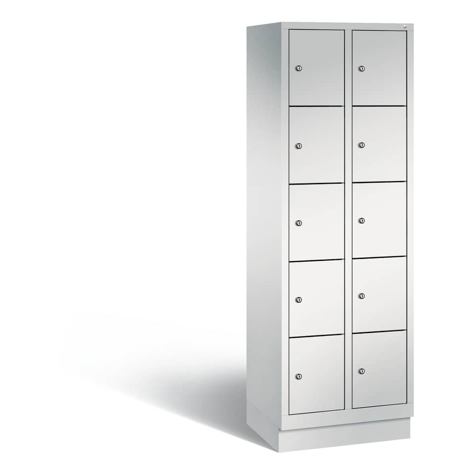 Schließfachschrank Classic 2 Abteile - lichtgrau, 2x 5 Fächer