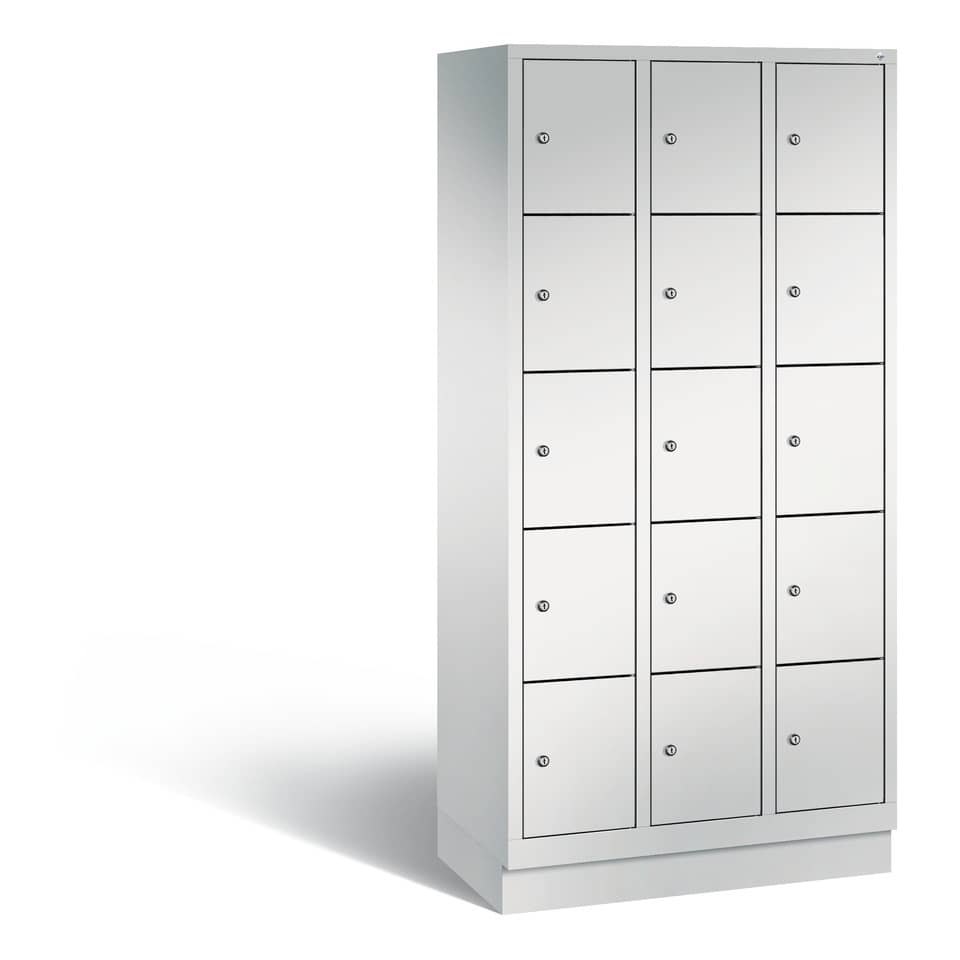 Schließfachschrank Classic 3 Abteile - lichtgrau, 2x 5 Fächer