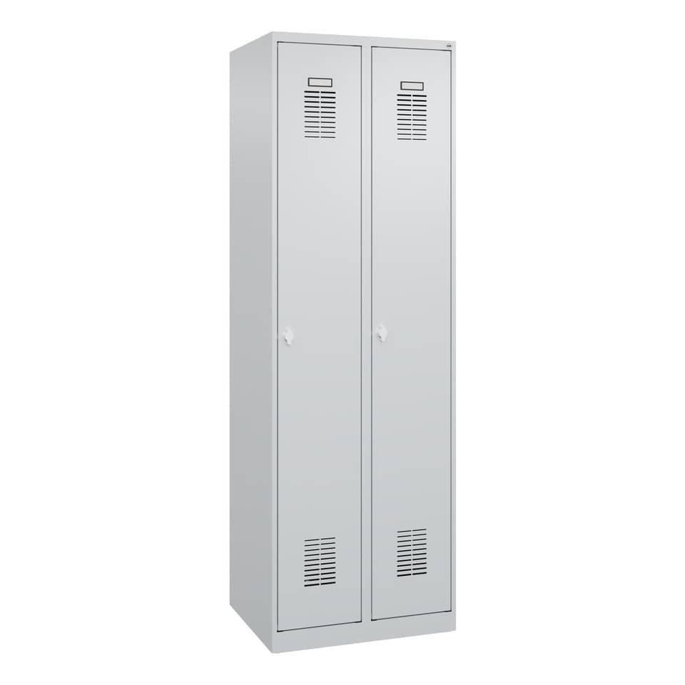 Garderobenschrank 2 Abteile - lichtgrau, Fachboden und Stange