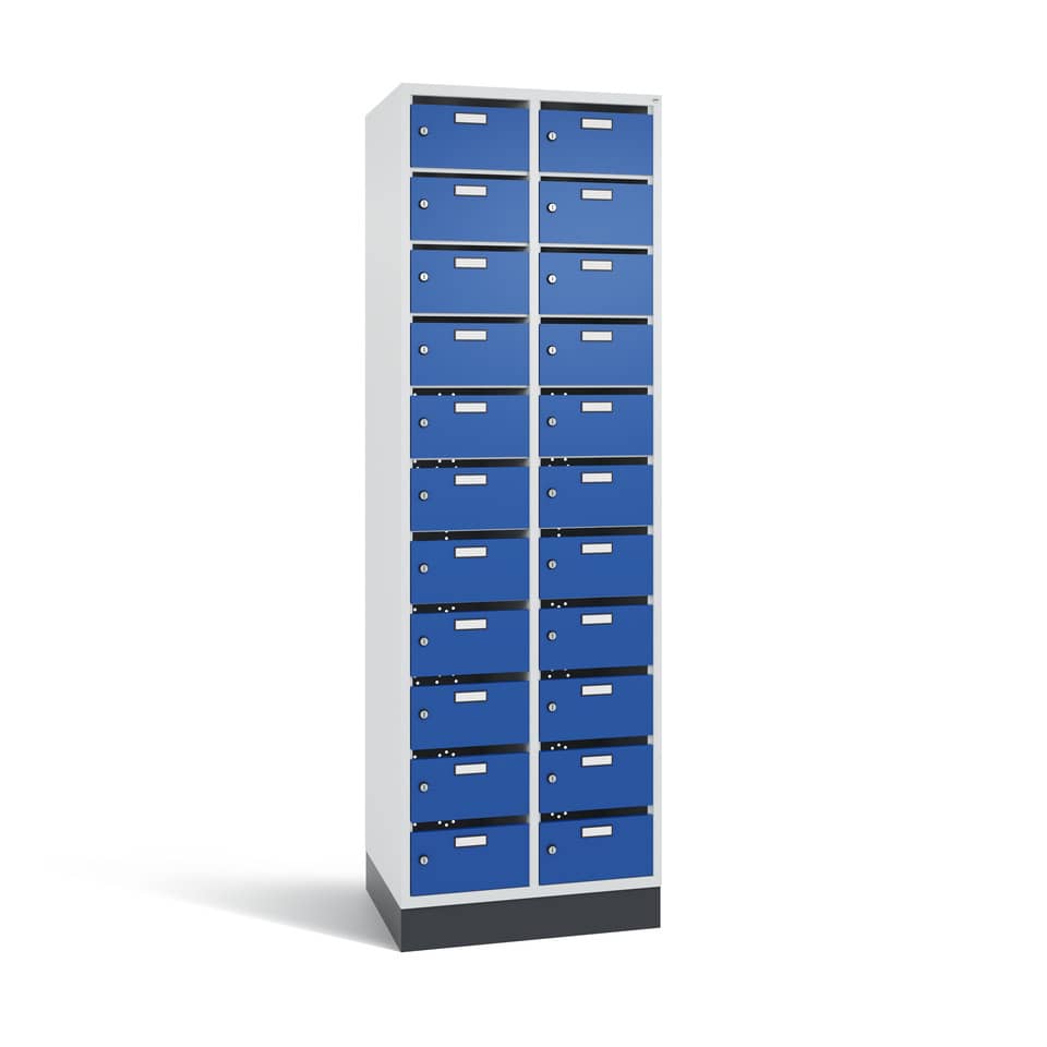 Verteilerschrank 2 Abteile - grau/blau, je 11 Fächer