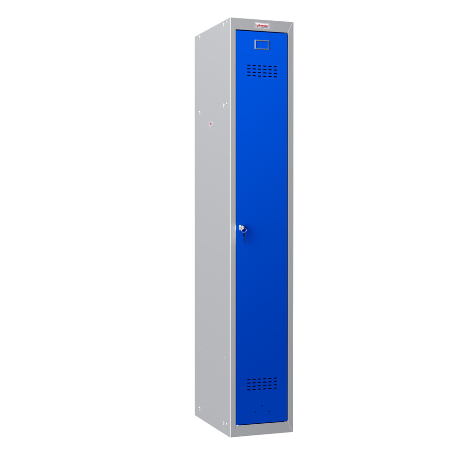 Garderobenschrank, Zylinderschloss, 1 Fach, grau/blau