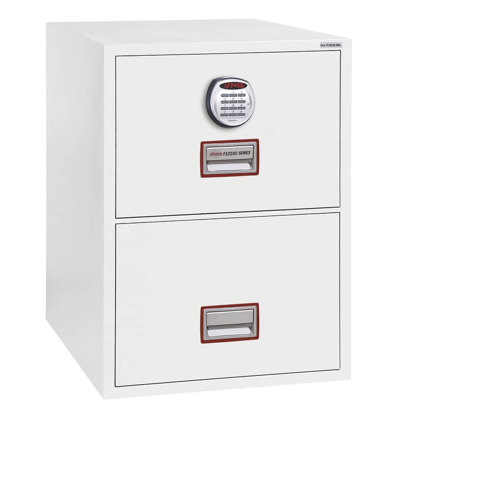 Hängeregistraturenschrank Vertical Fire File, 2 Laden weiß, Elektronik-Schloss