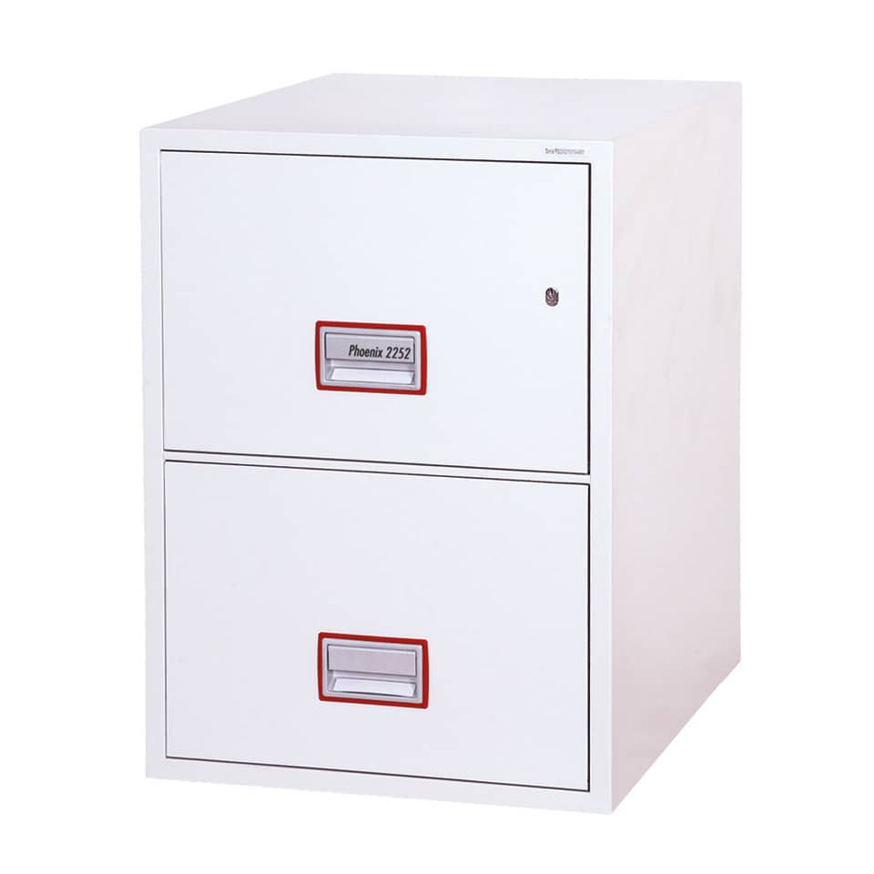 Hängeregistraturenschrank Vertical Fire File, 2 Laden weiß, Zylinder-Schloss