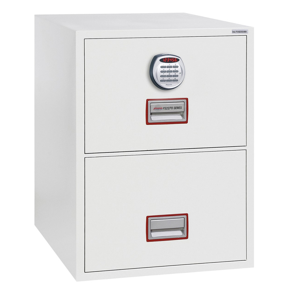 Hängeregistraturenschrank Vertical Fire File, 2 Laden weiß, Elektronik-Schloss