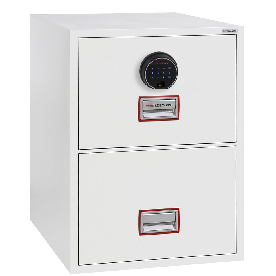 Hängeregistraturenschrank Vertical Fire File, 2 Laden weiß, Fingerabdruck-Schloss