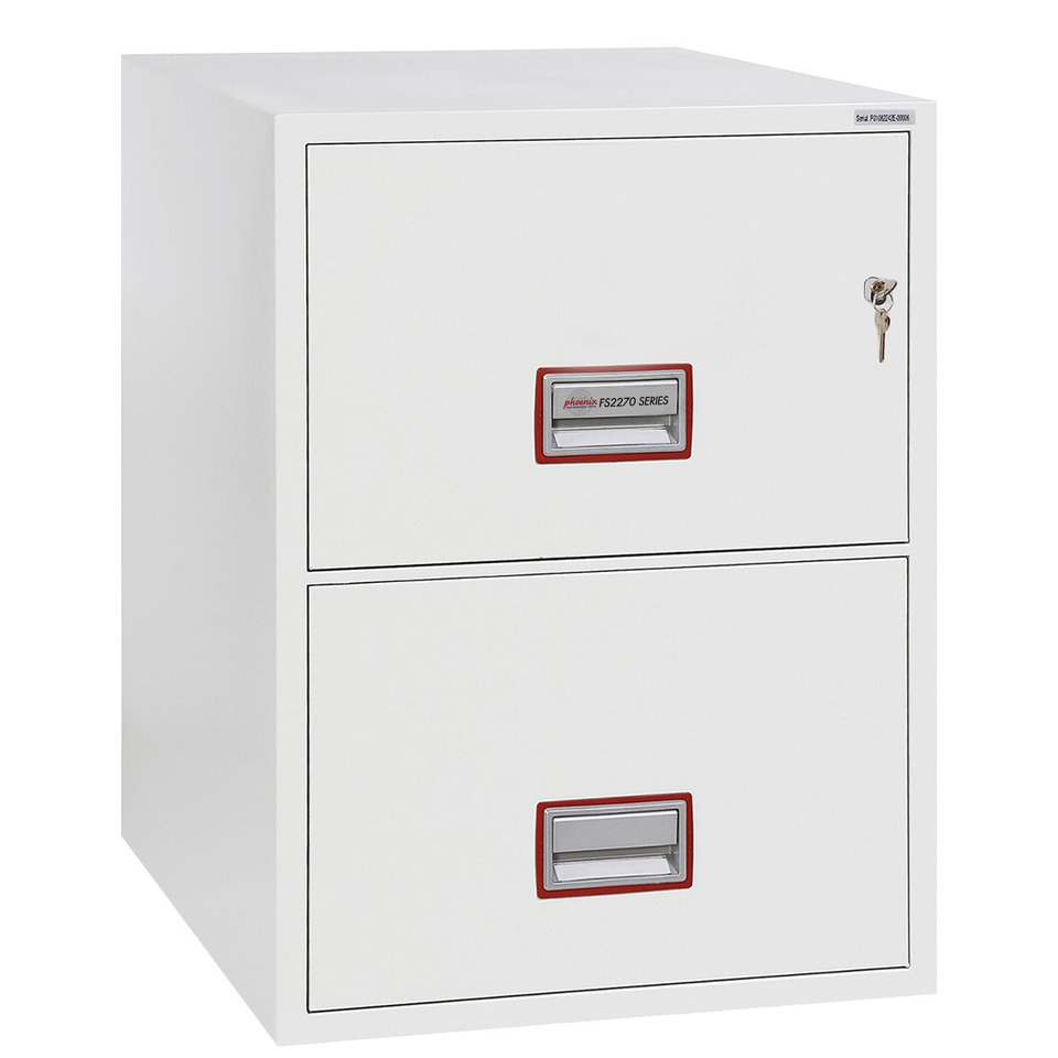 Hängeregistraturenschrank Vertical Fire File, 2 Laden weiß, Zylinder-Schloss