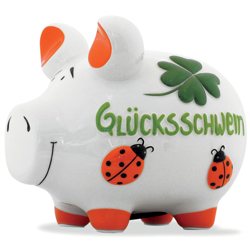 Spardose Schwein "Glücksschwein" - Keramik, mittel