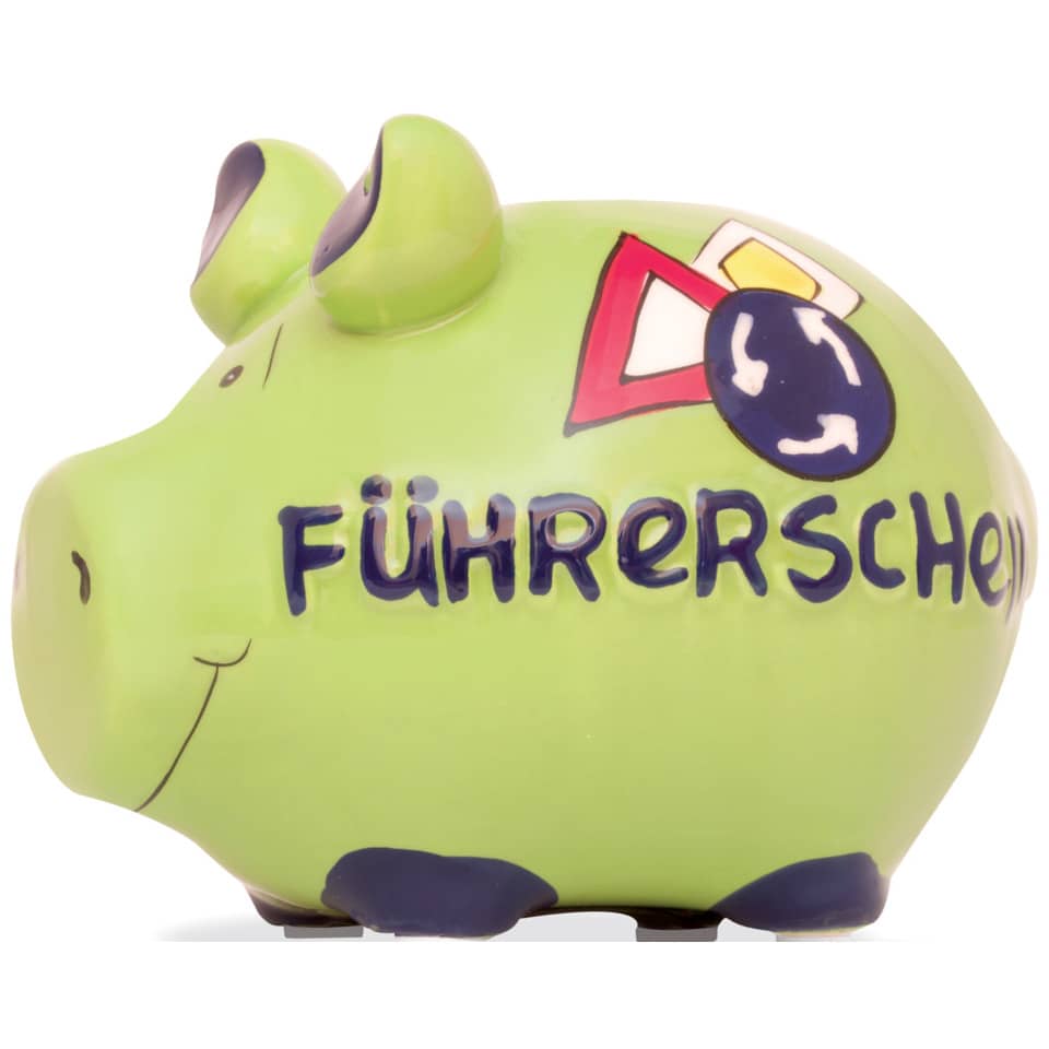 Spardose Schwein "Führerschein" - Keramik, klein