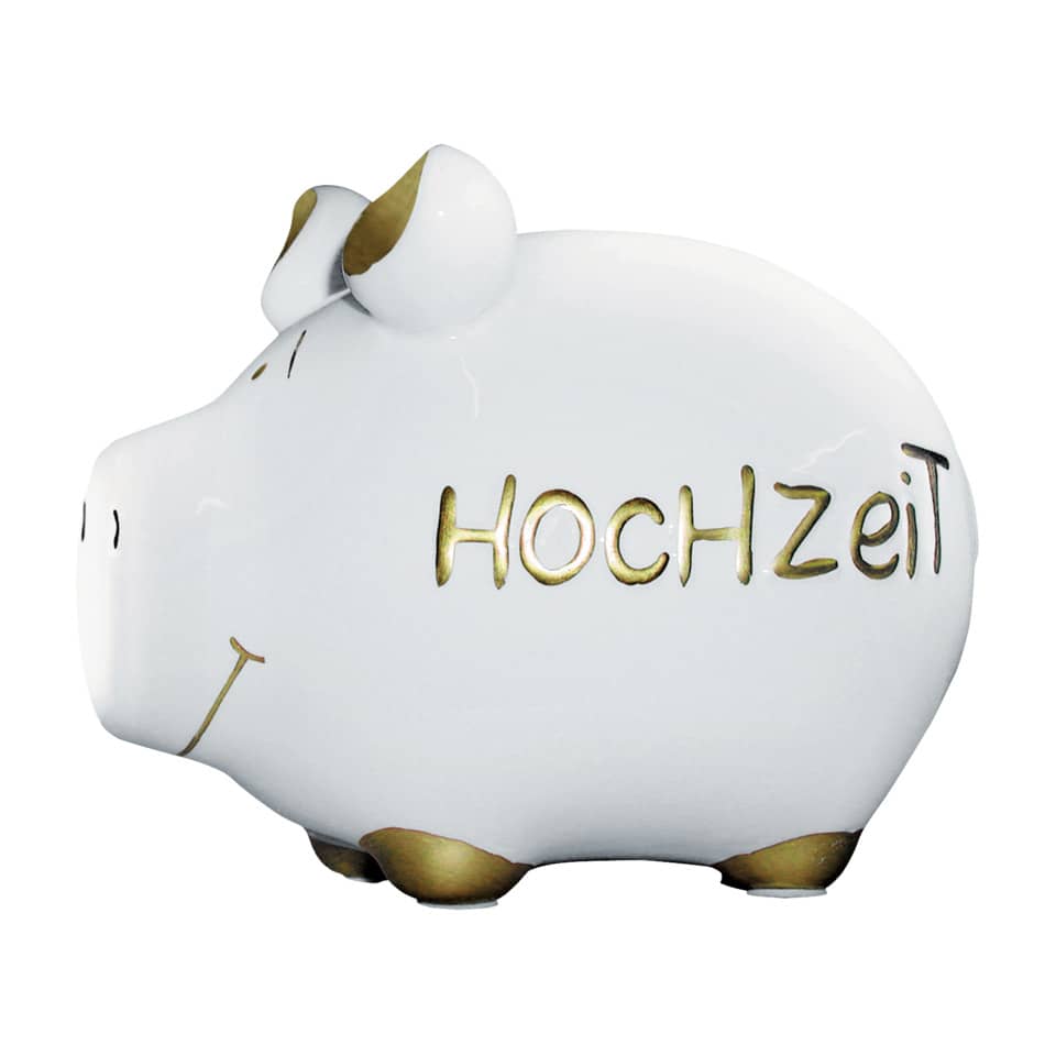 Spardose Schwein "Hochzeit" - Keramik, klein