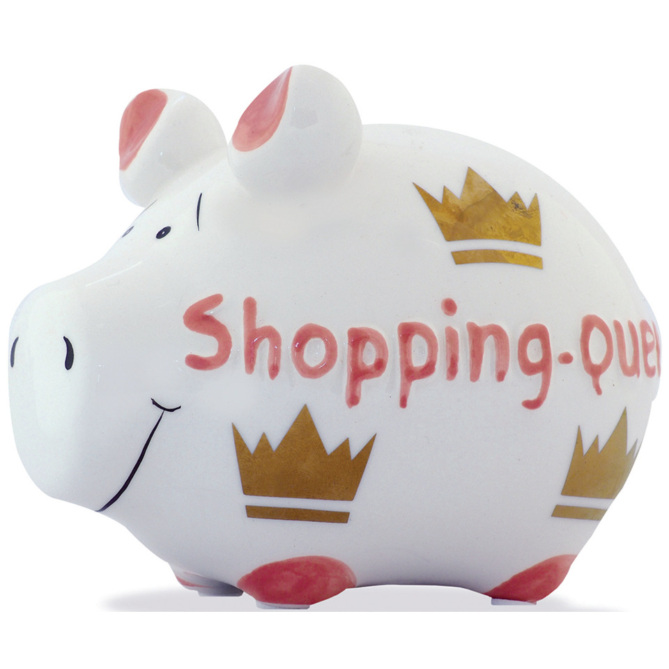 Spardose Schwein "Shopping Queen" - Keramik, klein
