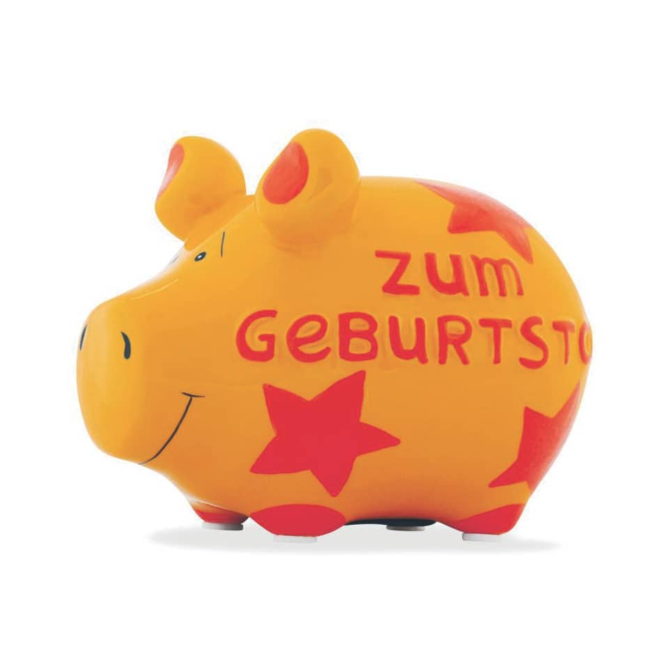 Spardose Schwein "Zum Geburtstag" - klein