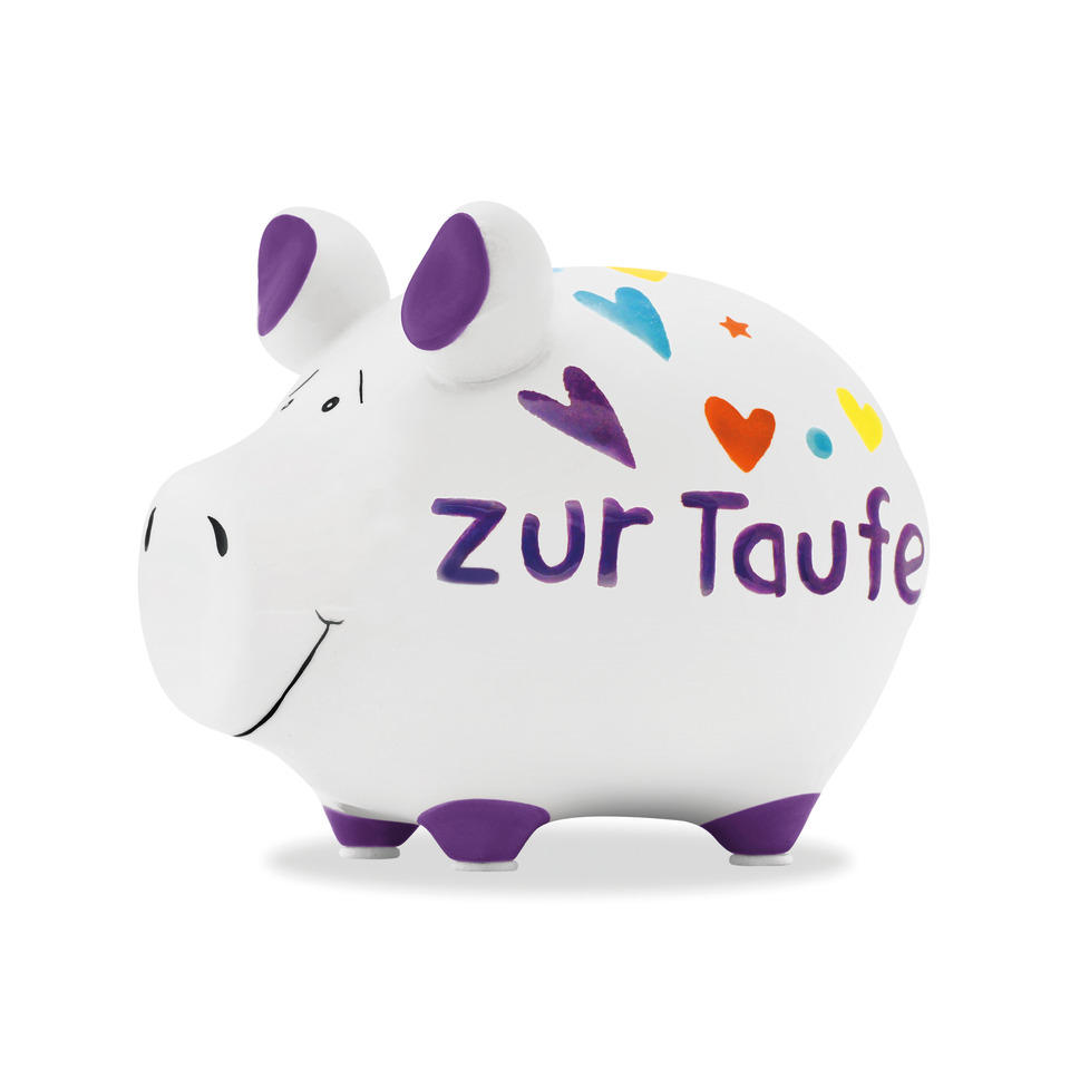 Spardose Schwein "Zur Taufe" - Keramik, klein