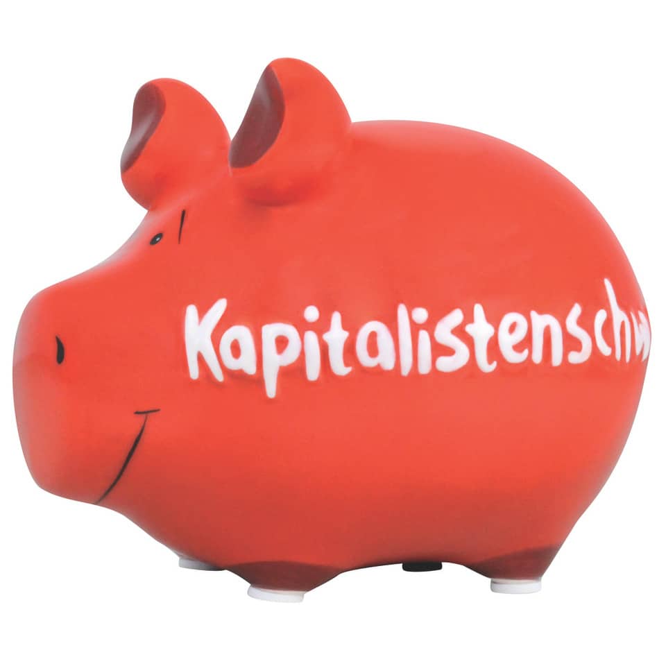 Spardose Schwein "Kapitalistenschwein" - Keramik, klein