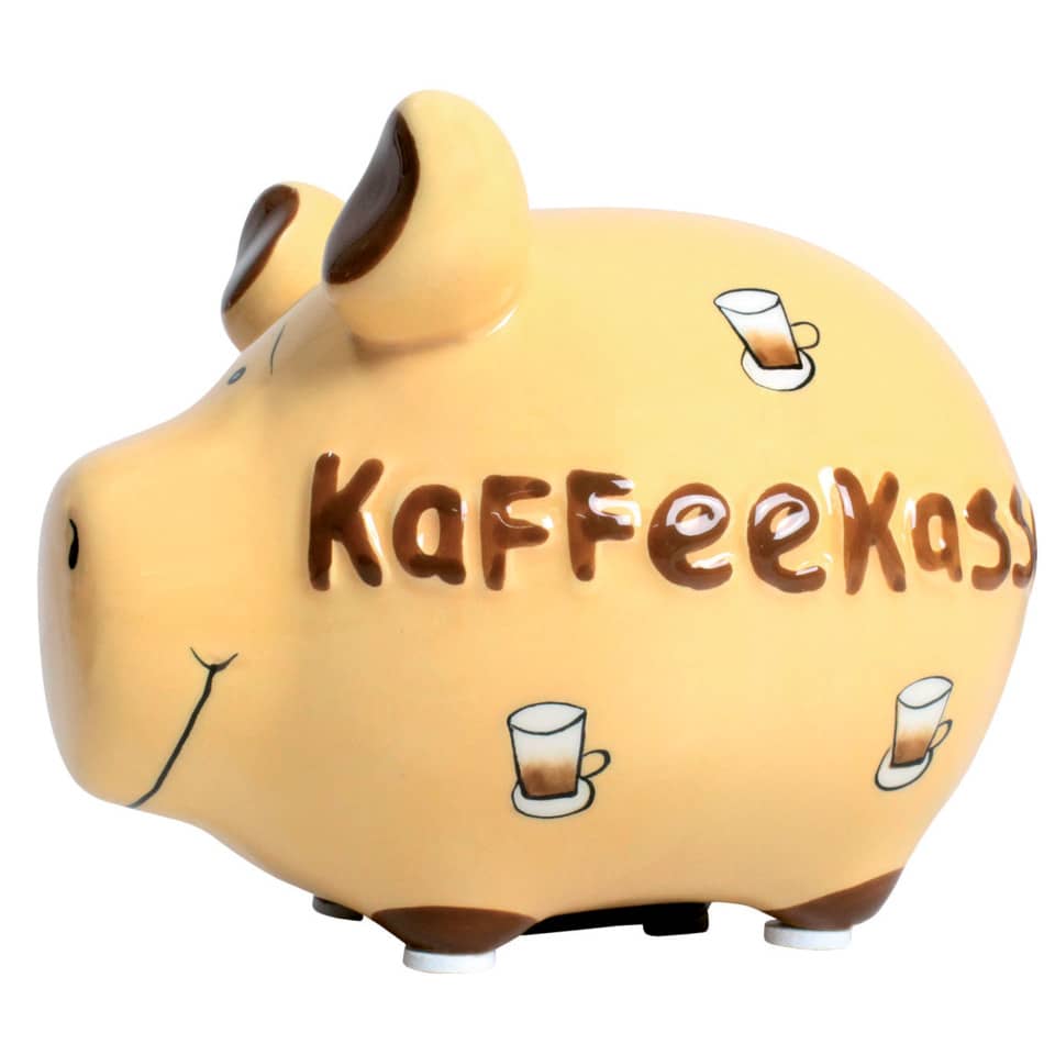 Spardose Schwein "Kaffeekasse" - Keramik, klein