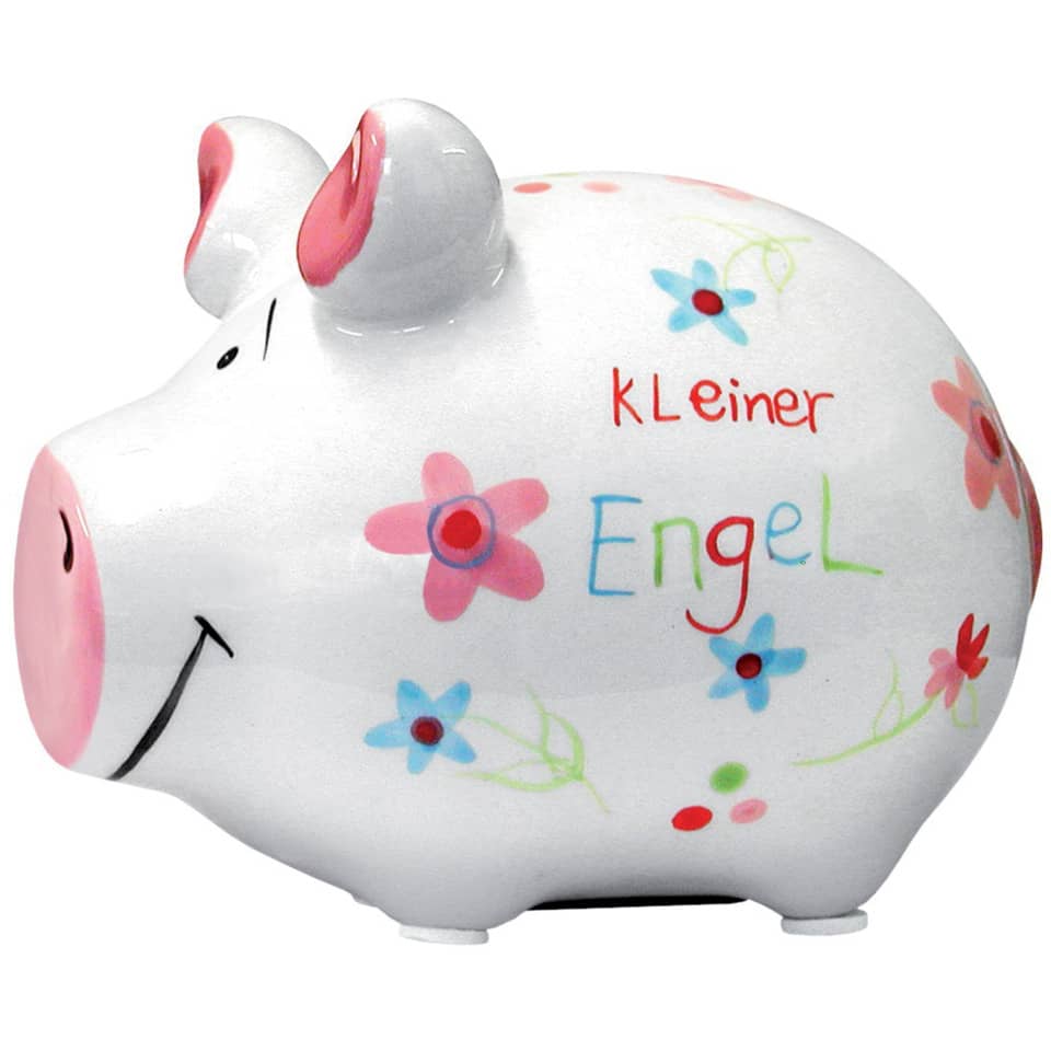 Spardose Schwein "Mein kleiner Engel" - Keramik, klein