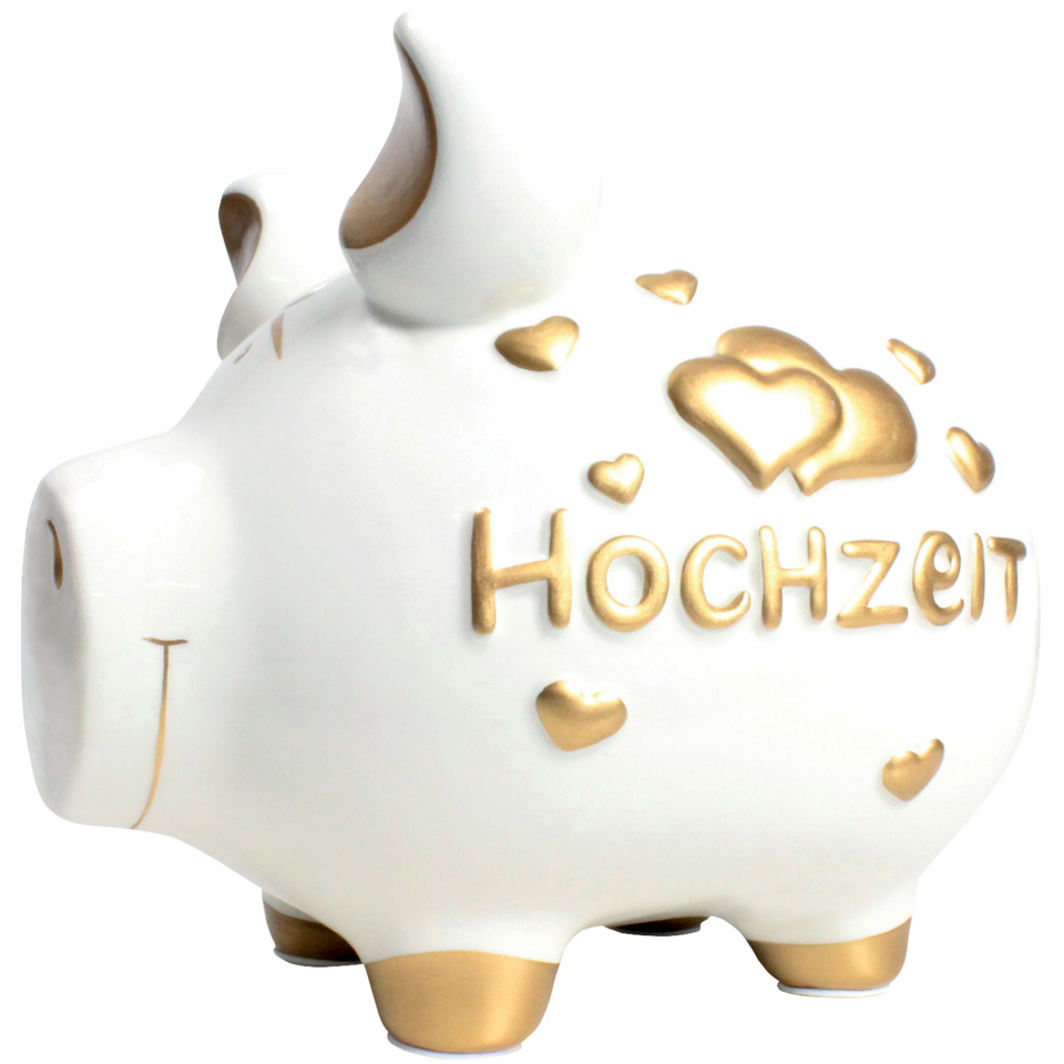 Spardose Schwein "Hochzeit" - Keramik, mittel