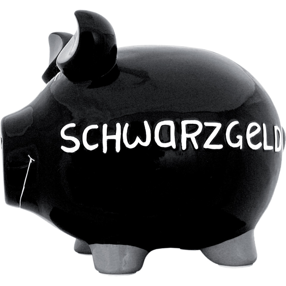 Spardose Schwein "Schwarzgeld" - Keramik, groß
