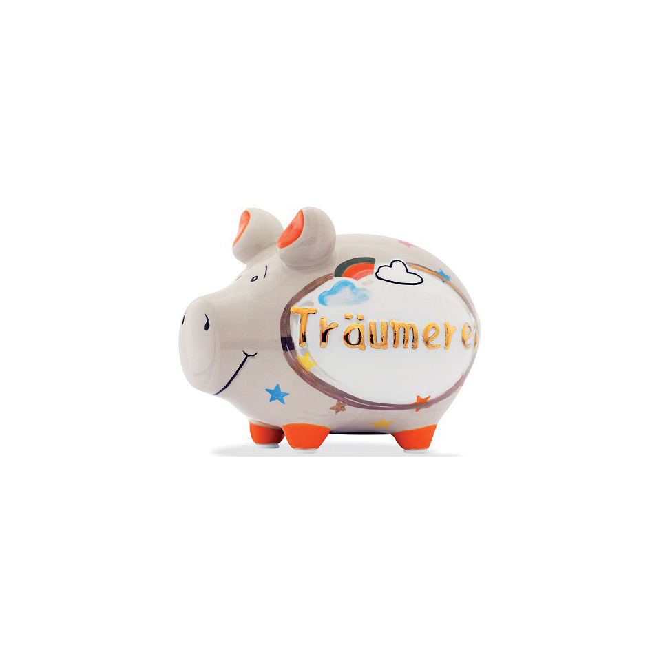 Spardose Schwein "Träumerei" - Keramik, Gold-Edition, klein