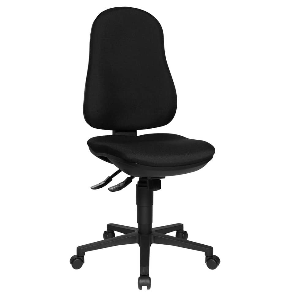 Bürodrehstuhl Support SY ohne Armlehnen - schwarz, Sicherheitsdoppelrollen für alle Böden