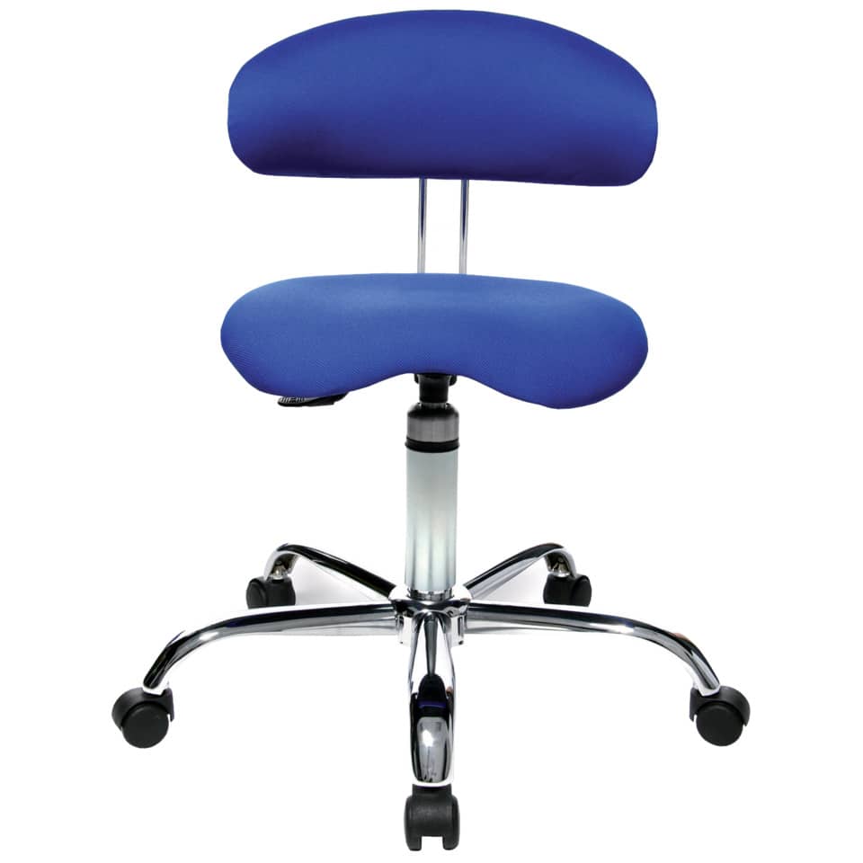 Drehhocker Sitness 40 mit Lehne - blau, Teppichrollen