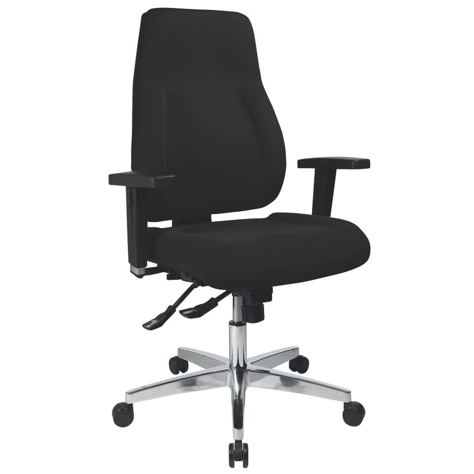 Bürodrehstuhl P91 - schwarz, mit Armlehnen, Sicherheitsdoppelrollen für Teppichböden