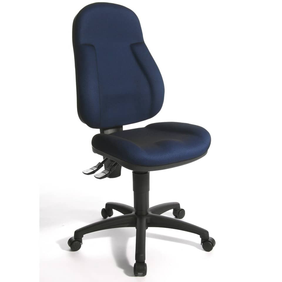 Bürodrehstuhl Wellpoint 10 ohne Armlehnen - blau, ohne Armlehnen, Sicherheitsdoppelrollen für alle Böden