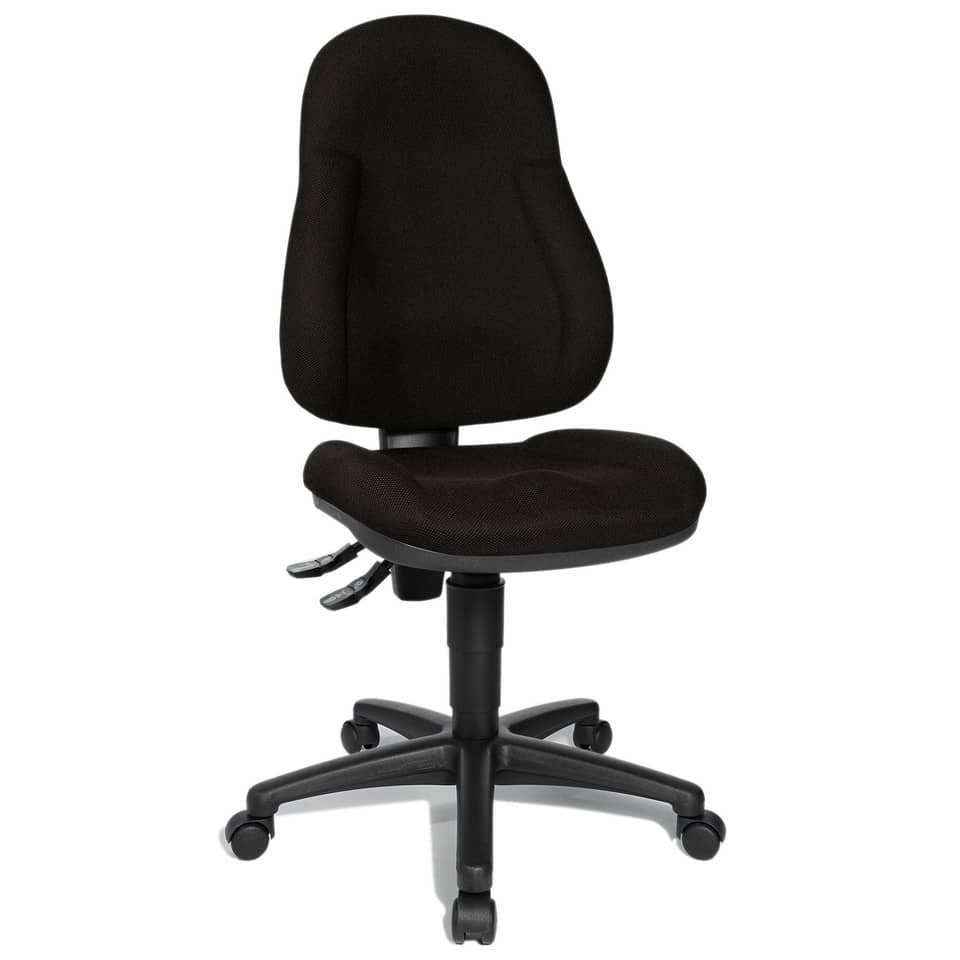 Bürodrehstuhl Wellpoint 10 ohne Armlehnen - schwarz, Sicherheitsdoppelrollen für alle Böden