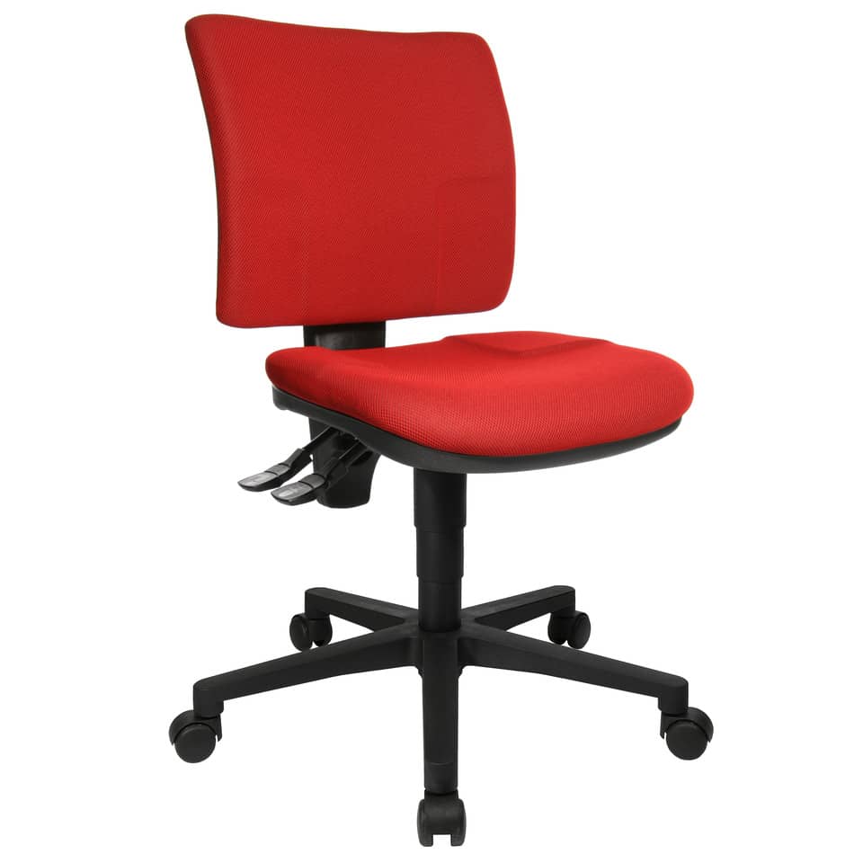 Bürodrehstuhl U50 ohne Armlehnen - rot, Sicherheitsdoppelrollen für alle Böden