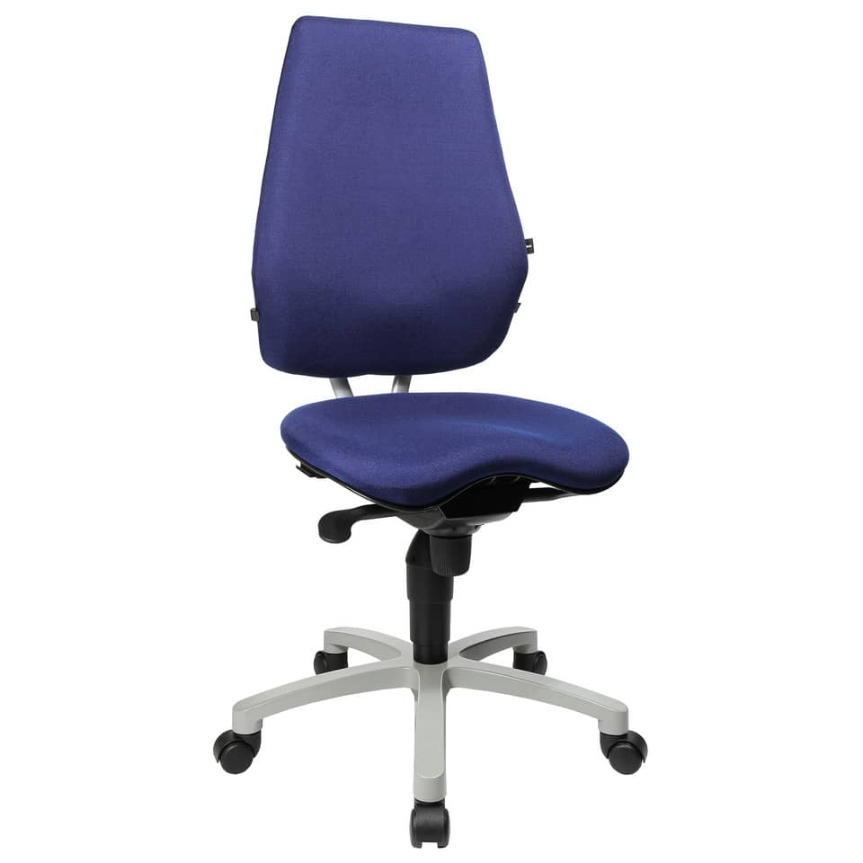 Bürodrehstuhl ALUSTAR Basic ohne Armlehnen - blau, Sicherheitsdoppelrollen für alle Böden