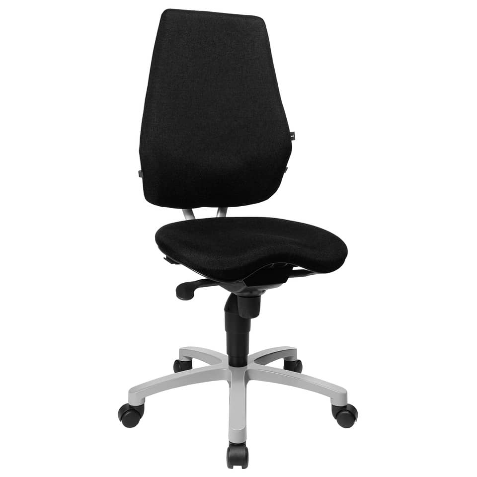 Bürodrehstuhl ALUSTAR Basic ohne Armlehnen - schwarz, Sicherheitsdoppelrollen für alle Böden