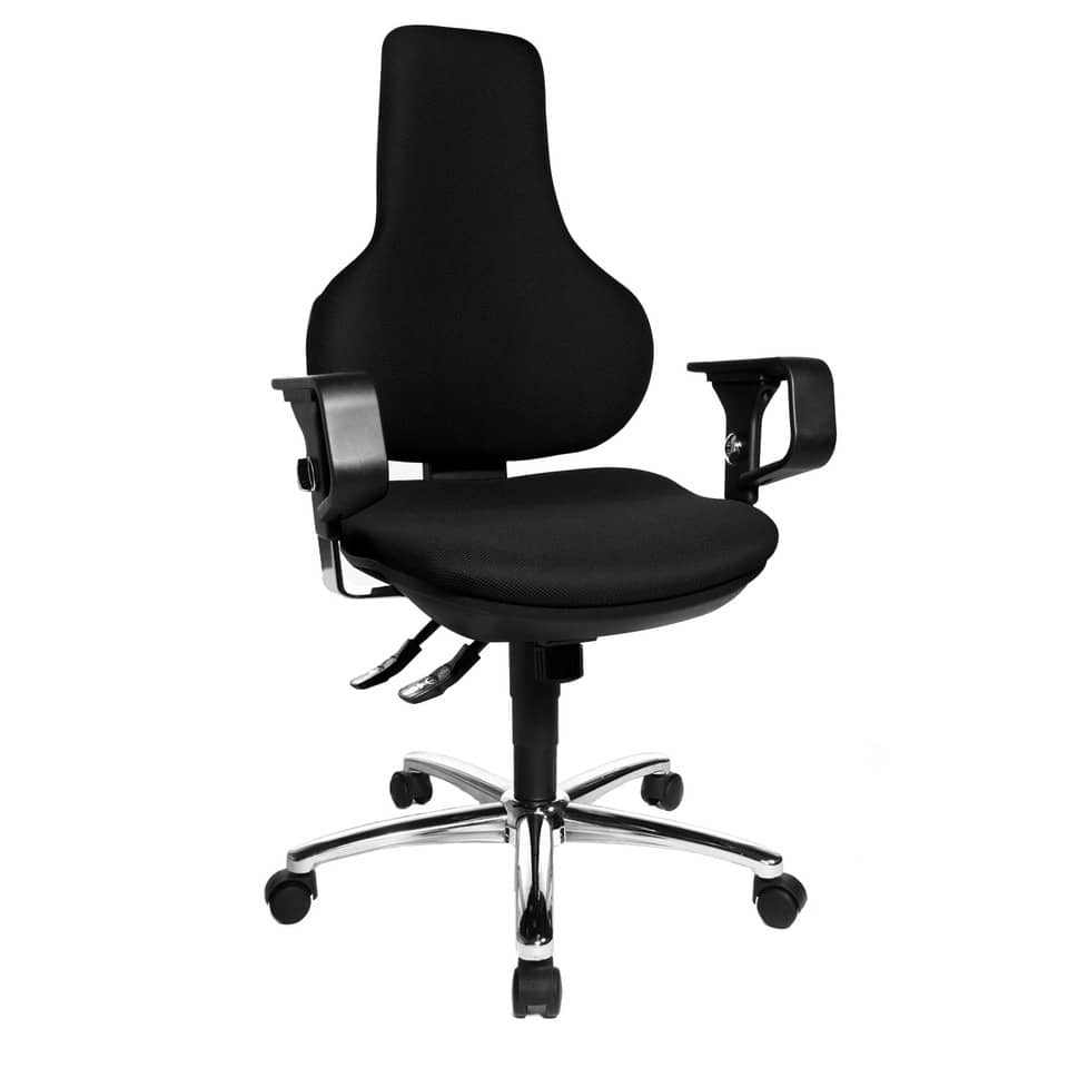Drehstuhl Ergo Point SY Deluxe - schwarz, mit Armlehnen, Sicherheitsdoppelrollen für alle Böden
