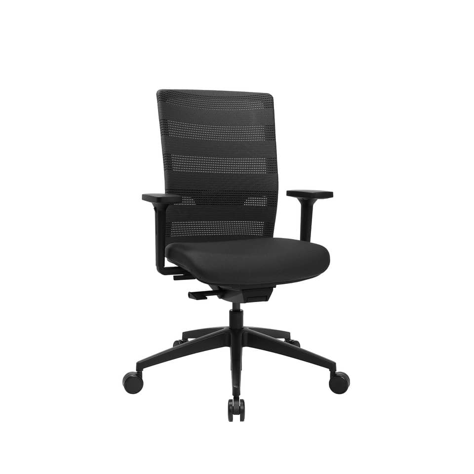 Drehstuhl Sitness Airwork - schwarz, Armlehnen, Universalrollen