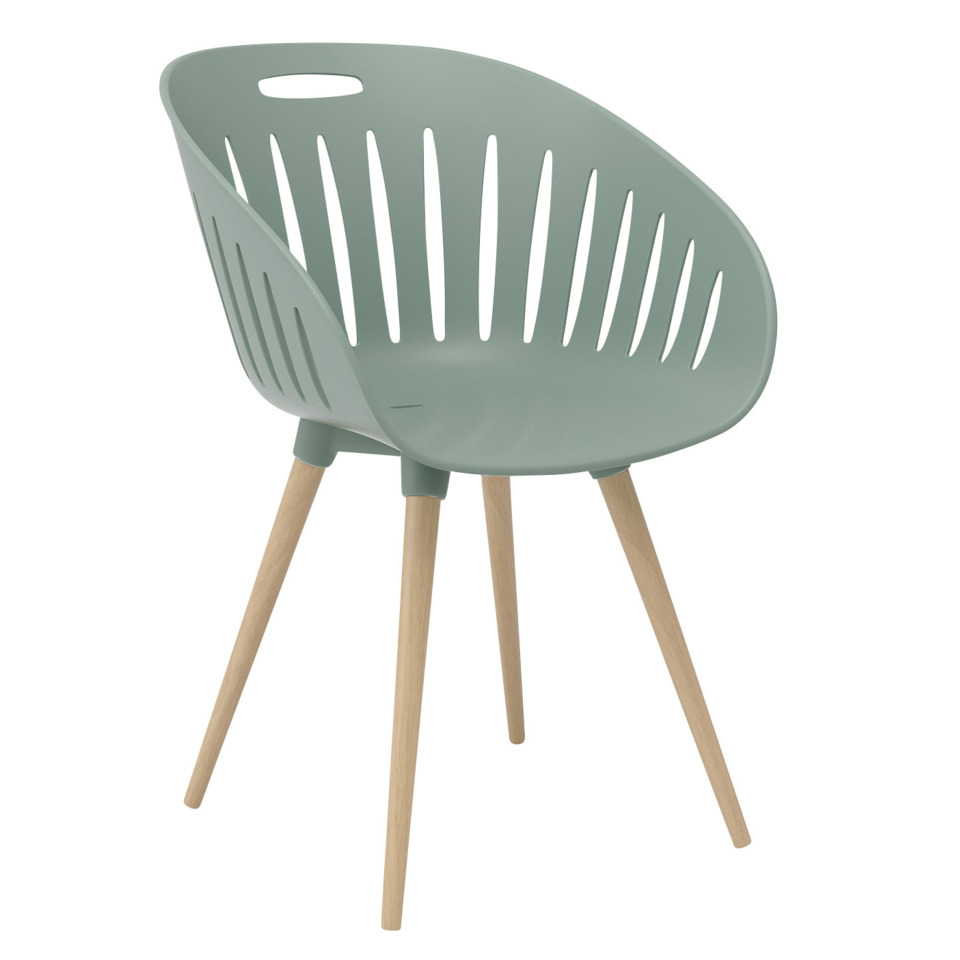 Schalenstuhl Outdoor ohne Armlehnen olive / buche, 2 Stück