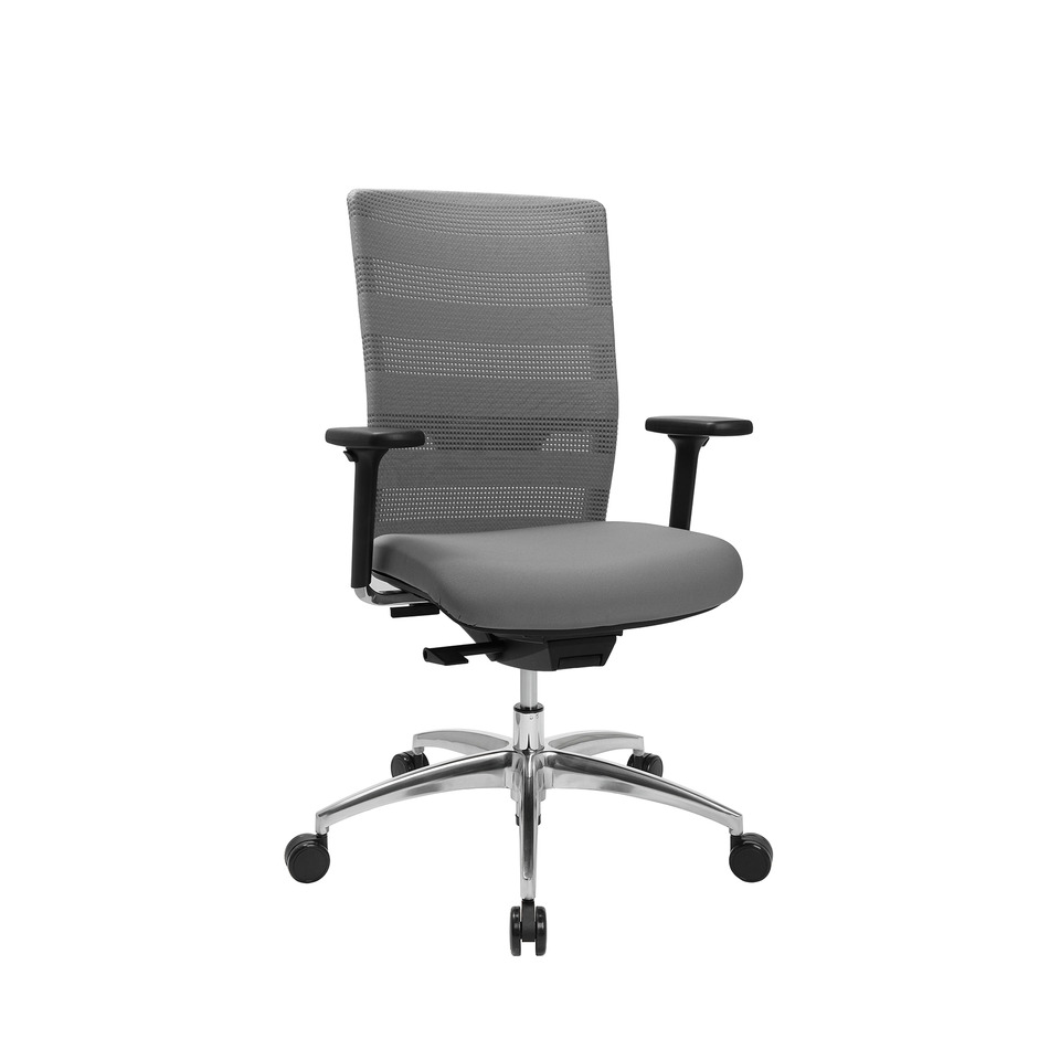 Drehstuhl SITNESS AIRWORK mit Armlehnen, aluminium/grau