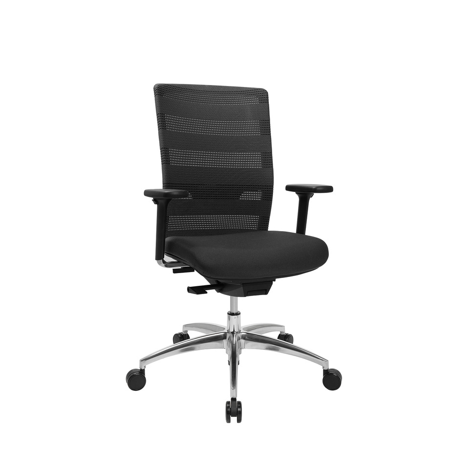 Drehstuhl SITNESS AIRWORK mit Armlehnen, aluminium/schwarz