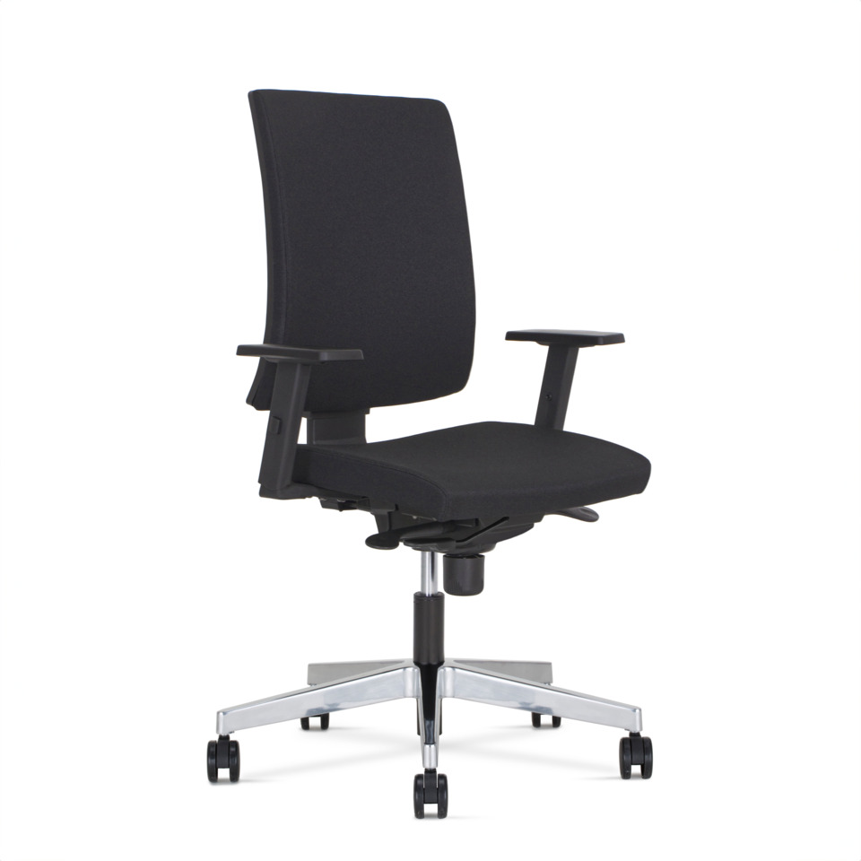 Bürostuhl Navigo, 2D-Armlehnen, Polster-Rückenlehne, sitztiefenverstellbar, schwarz
