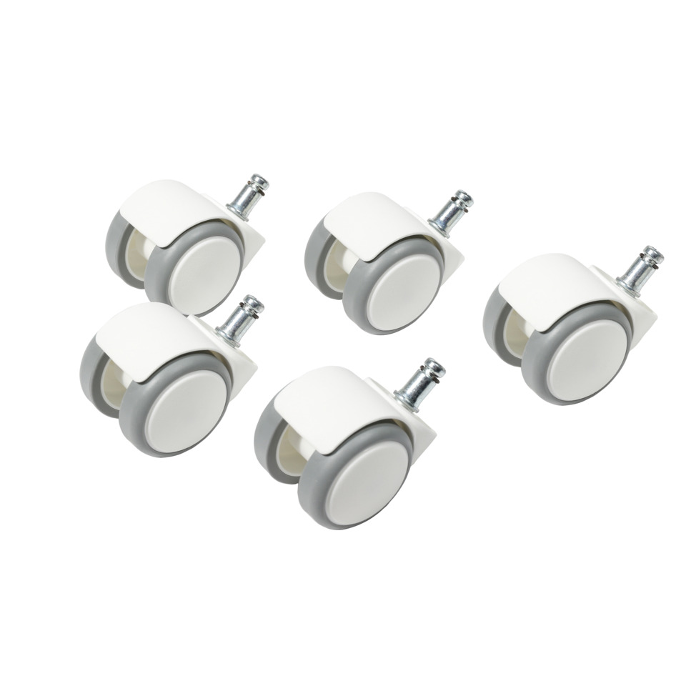 Rollen für harte Böden, 5 Stück, "klein" 10mm, weiß